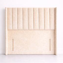 Single 3FT Floorstand Crush Velvet Cream Panel Wing Headboard 54inch