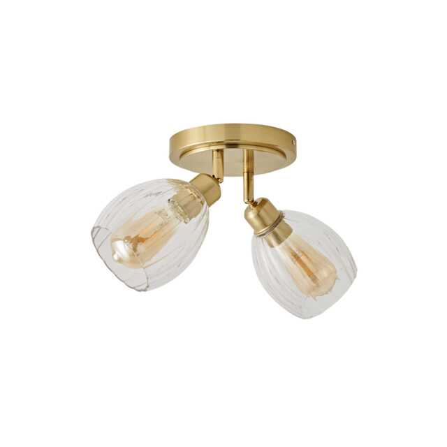 ValueLights Cheltenham 2 Way Gold Ceiling Spotlight Ribbed Shades and Bulbs