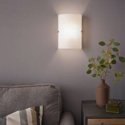 EGLO Troy 3 White Satin Nickel Steel & Glass Wall Light
