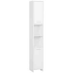 HOMCOM Bathroom Floor Storage Cabinet Slim Tallboy w Door Cupboard & Shelves For Living Room, Bedroom, Hallway White