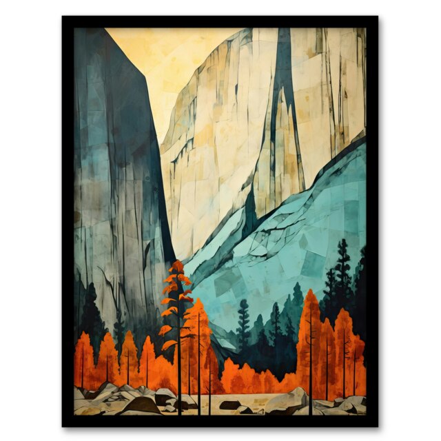 Banff National Park Canadian Rockies Black Framed Wall Art Print A4