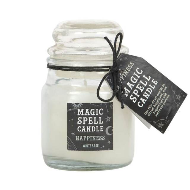 Something Different Magic Spell Happiness White Sage Candle Jar - White - One Size