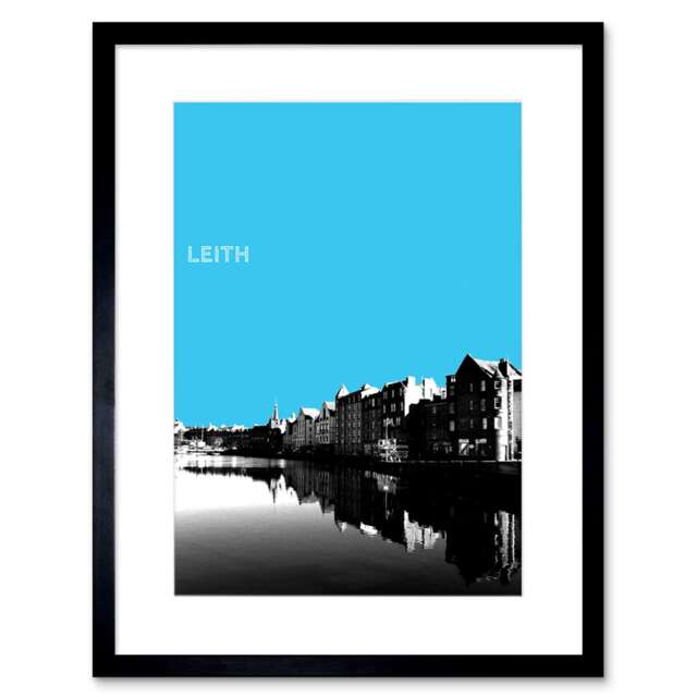 "Leith Shore Edinburgh Scotland Scottish Blue 9x7"" Black Framed Wall Art Print"