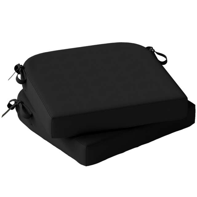 Outsunny Outdoor Chair Seat Cushions Set of 2, Garden Chair Cushions Black Dark grey 40 x 40 x 7 cm