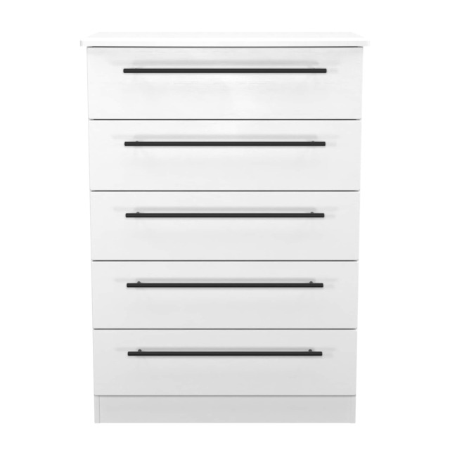 Howard 5 Drawer Chest of Drawers in White Ash (Ready Assembled) White White Ash