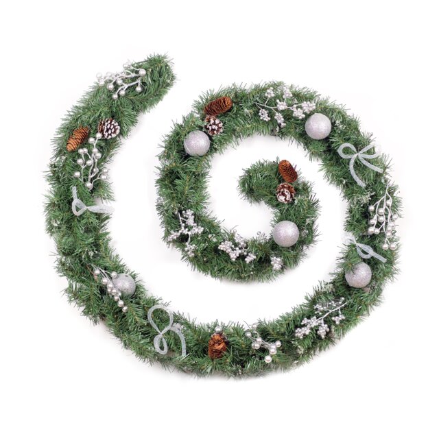Best Artificial 9ft / 270cm Decorated Frozen Christmas Garland with Realistic Ice Crystals