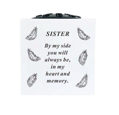 David Fischhoff Feather Grave Vase 14.5 x 14.5cm - Sister White