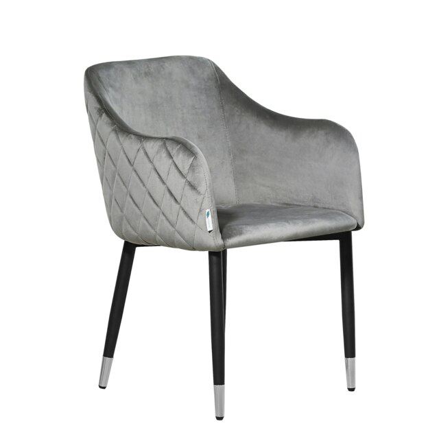 Single Verona Velvet Dining Chair with Quilted Back & Black Legs - Modern Accent Chair with Silver Foot Tips Pink Pink