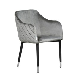 Single Verona Velvet Dining Chair with Quilted Back & Black Legs - Modern Accent Chair with Silver Foot Tips Pink Pink
