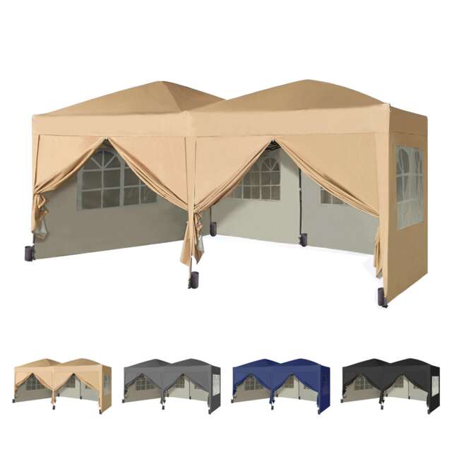 MCC Direct 3x6 Pop Up Gazebo With Removable Sides Beige Cream Cream