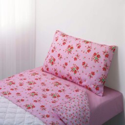Rachel Riley Strawberry Rose Duvet Cover Set Cot Bed Pink One Size