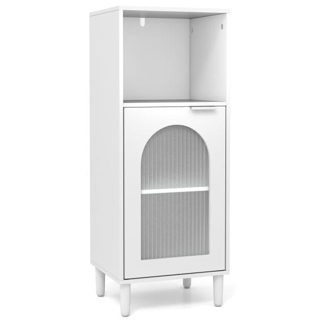 COSTWAY Bathroom Floor Cabinet with Adjustable Shelf White 1