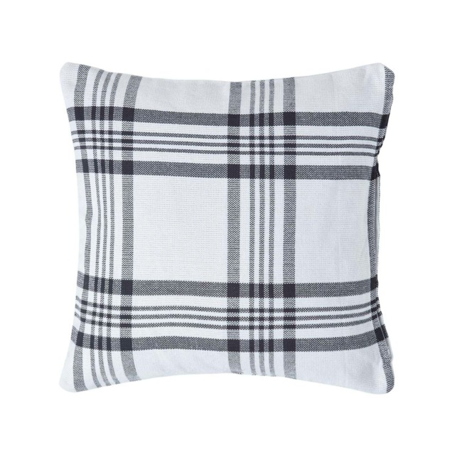 Homescapes White & Black Tartan Pattern Cushion Cover - 45 x 45 cm White White & Black 45 x 45 cm