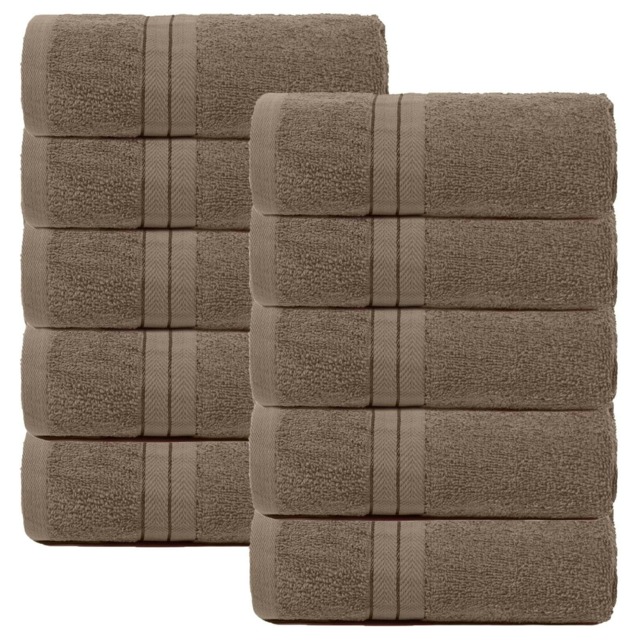 OHS 10 x Soft Luxury 100% Cotton 500GSM Bathroom Hand Towels, 50x80cm - Mocha