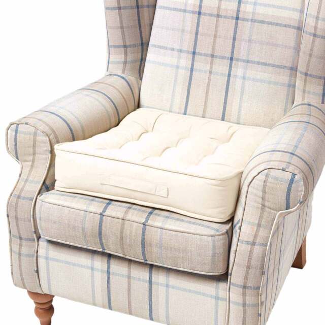 "Homescapes Cream Cotton Armchair Booster Cushion Cream Cream 50cm x 50cm x 10cm (20"" x 20"" x 4"")"