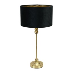 ValueLights Maggie Gold Candlestick Table Lamp Black Velvet Gold Shade and Bulb