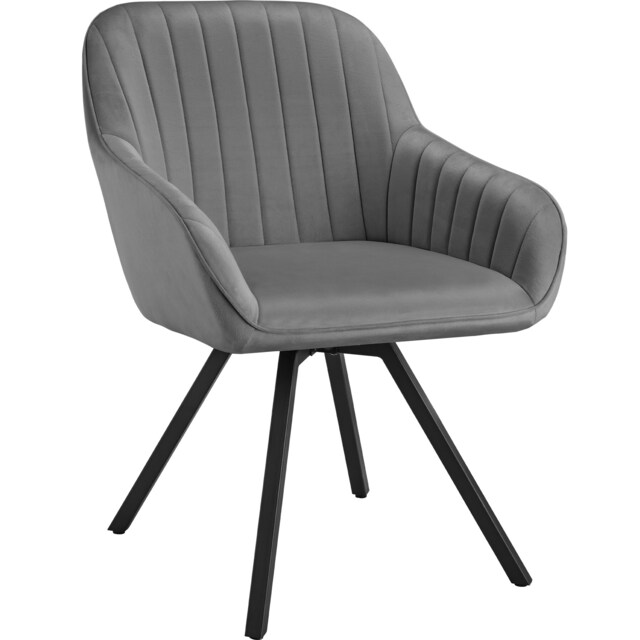 Lounge Armchair Living Room Accent Chair 360 Swivel Slim Steel Legs Velvet Fabric Grey grey 1