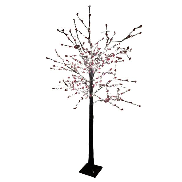 180cm 6ft Christmas Lit Black Twig Tree Red Berry 600 Warm White LED