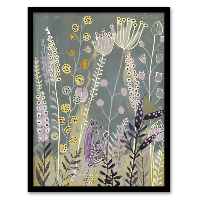 Spring Wildflower Meadow Floral Nature Black Framed Wall Art Print A4