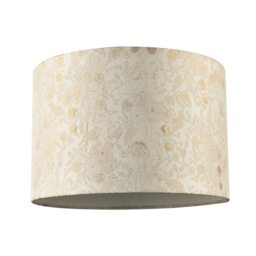 Chic Textured Off-Cream Jacquard Drum Shade with Gold Foil Decor Print Gold Gold 1