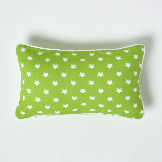 Homescapes Cotton Green Stars Rectangular Cushion Cover - 30 x 50 cm Green Green 30 x 50 cm