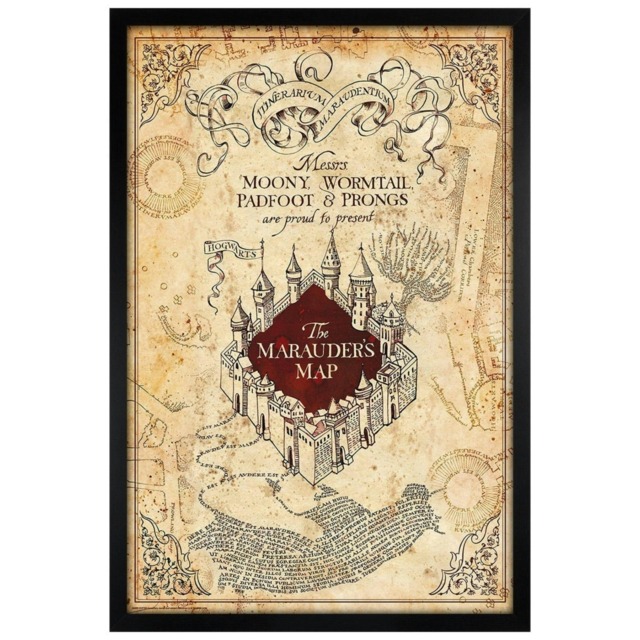 Black Wooden Framed Harry Potter Marauder's Map Maxi Poster Multi