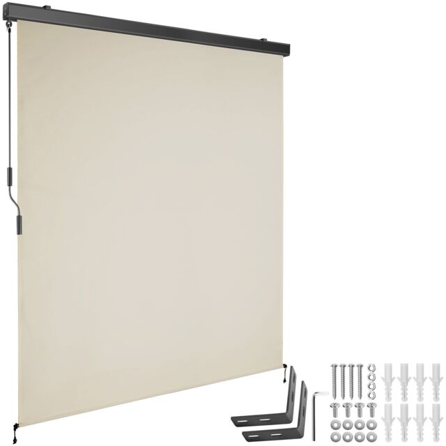 Vertical Awning Eloise - installation materials included, retractable, UV blocking Cream beige 160 x 250 cm 1
