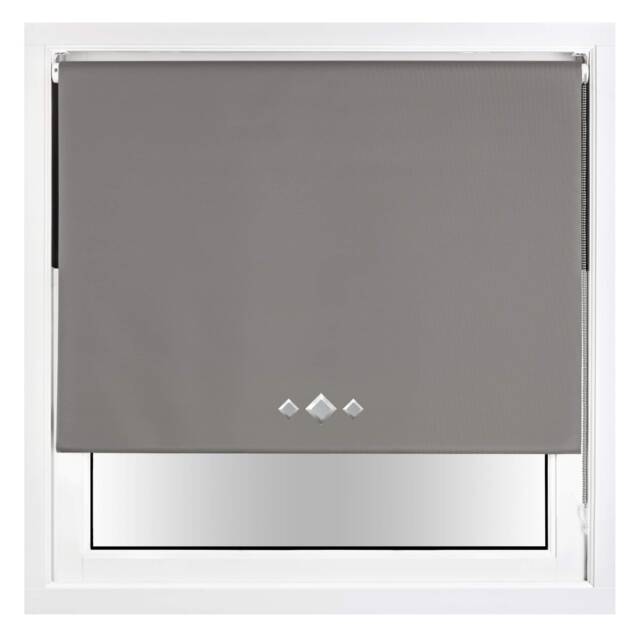 Blackout Roller Blind Diamond Eyelet Metal Fittings Grey Dark Grey