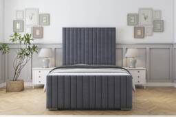 "Sloomy Madison Steel Plush Bed Frame With 50"" Upholstered Headboard 2'6 Small Single"