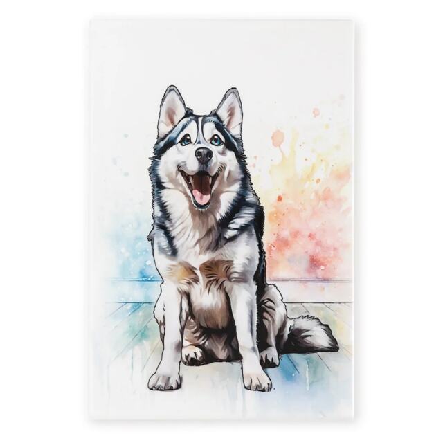 Arora Ceramic Husky Wall Watercolour Tile Plaque 30 x 20 cm