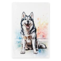 Arora Ceramic Husky Wall Watercolour Tile Plaque 30 x 20 cm