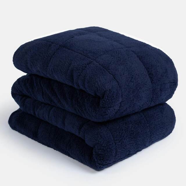 OHS Teddy Fleece Weighted Blanket 4kg, 125x150cm - Navy Blue