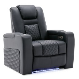 Broadway Cinema Electric Recliner Chair USB Charging LED Base (Black)