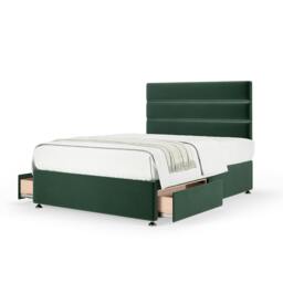 Memory Maestro Memory Foam Green Plush Velvet 2 Drawer Divan Set And Milan Headboard Small Double