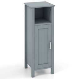 COSTWAY Bathroom Floor Cabinet Narrow Storage Organizer Grey 1