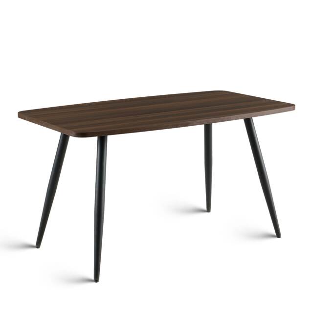 SONARA 140cm Rectangular Dining Table with Dark Walnut Top and Round Tube Metal Legs