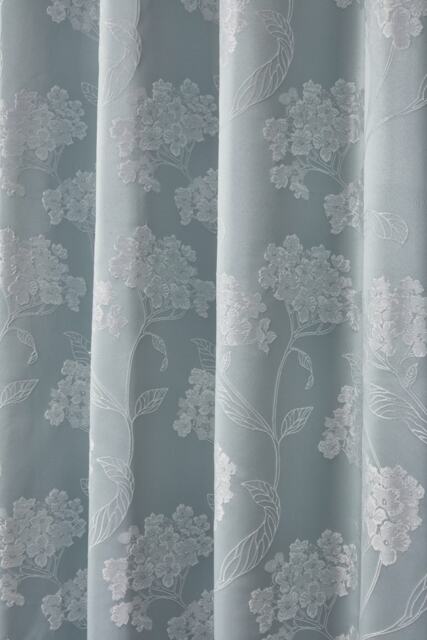 English Garden Lined Eyelet Jacquard Curtains 168cm x 183cm Duck Egg Blue Blue