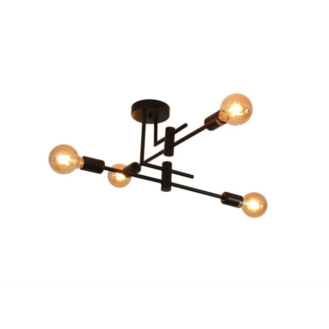 Ceiling Light Semi Flush Mount E27 4-Light Black