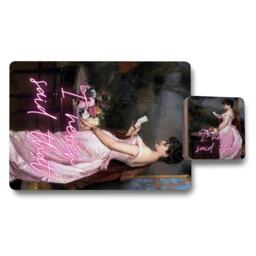 12 Piece Placemat And Coaster Set With Designer Artwork And Wipe Clean Wood