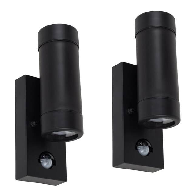 ValueLights Trenley Pair of Black Outdoor Wall-Up Down Light