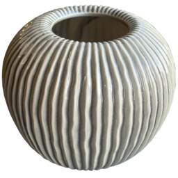 Hill Interiors Pallida Collection Striped Vase - Brown/White/Gold - 34cm x 20cm x 20cm