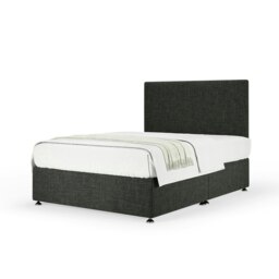 Majestic 1000 Pocket Sprung Charcoal Linen Divan Set And Valencia Headboard Single