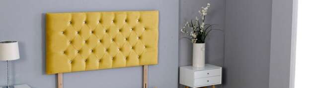 "Mustard Plush Velvet Chesterfield Headboard Multi 6FT Superking 26""inch Headboard"