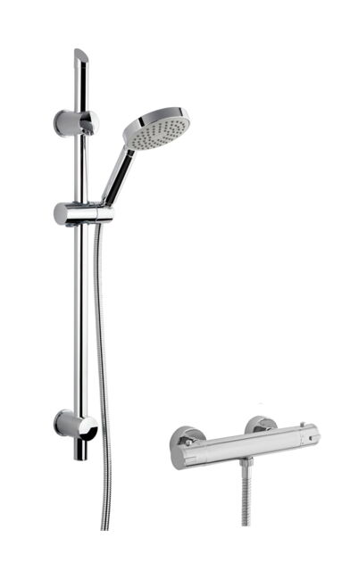 Balterley Contemporary Bar Mixer Shower Set Thermostatic Round - Minimalist Bar Valve + Eco Rail Kit - JTY004