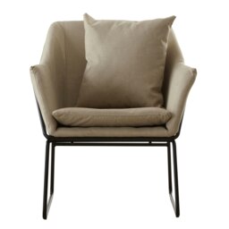 Orsina Stone Armchair, Easy-to-Clean Linen Accent Chair, Arm Support Comfy Armchair, Space-Saver Dining Armchair