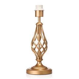 Traditional Sleek Satin Gold Brass Table Lamp Base with Twist Metal Stem Design Gold Gold 1