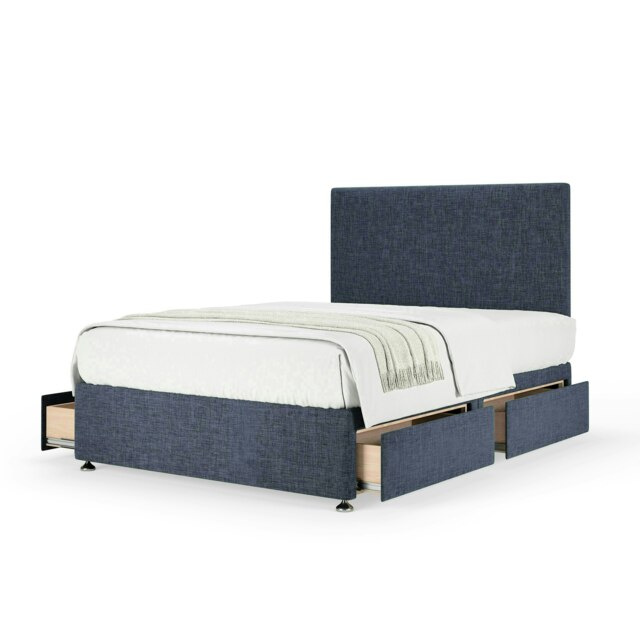 Neptune Spring Midnight Linen 4 Drawer Divan Set And Valencia Headboard Small Double