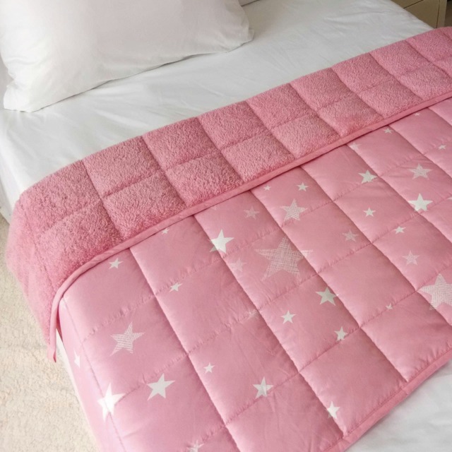 OHS Star 3kg Teddy Fleece Weighted Blanket, 100x150cm - Blush Pink