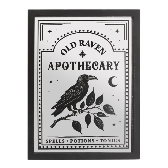 Something Different Old Raven Apothecary Mirrored Wall Art Black Black/White One Size 1