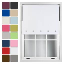 FURNISHED Blackout Roller Blinds with Round Eyelets Cut to Size Easy Fit Window Shade White White (W) 60cm x (L) 210cm